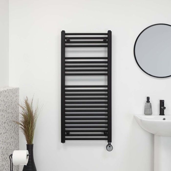 Ecostrad Fina-E Thermostatic Electric Towel Rails - Black photo