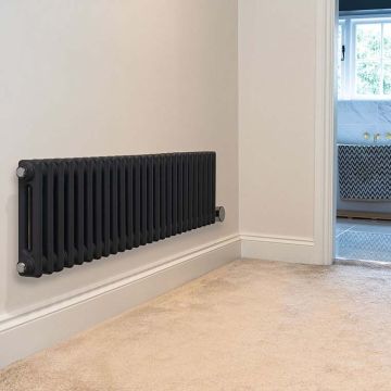 Ecostrad Allerton iQ WiFi Low Double Column Electric Radiator - Anthracite 1000w (1190 x 300mm)