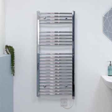 Ecostrad Fina-E Electric Towel Rail - Curved Chrome 300w (500 x 1100mm)