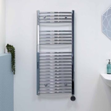 Ecostrad Fina-E iQ WiFi Electric Towel Rail - Curved Chrome 300w (500 x 1100mm)